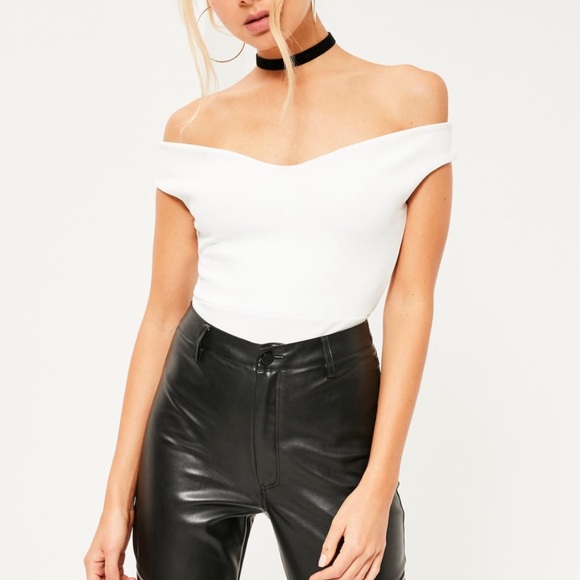 Missguided Tops - Missguided white off the shoulder bodysuit
